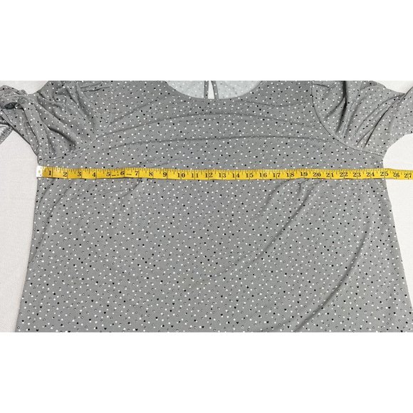 Adrianna Papell Top Size 2X Gray Hearts Stretchy 3/4 Pleated Sleeve Round Neck - Picture 11 of 14